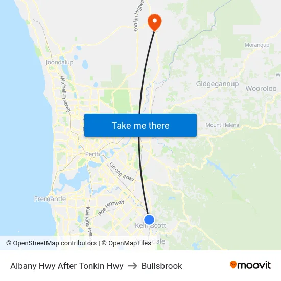 Albany Hwy After Tonkin Hwy to Bullsbrook map