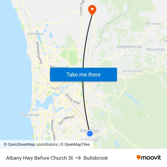 Albany Hwy Before Church St to Bullsbrook map