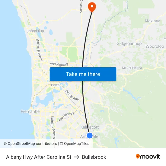 Albany Hwy After Caroline St to Bullsbrook map