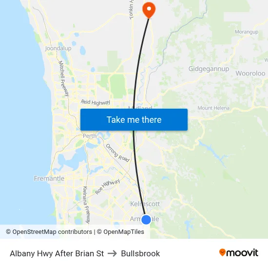 Albany Hwy After Brian St to Bullsbrook map