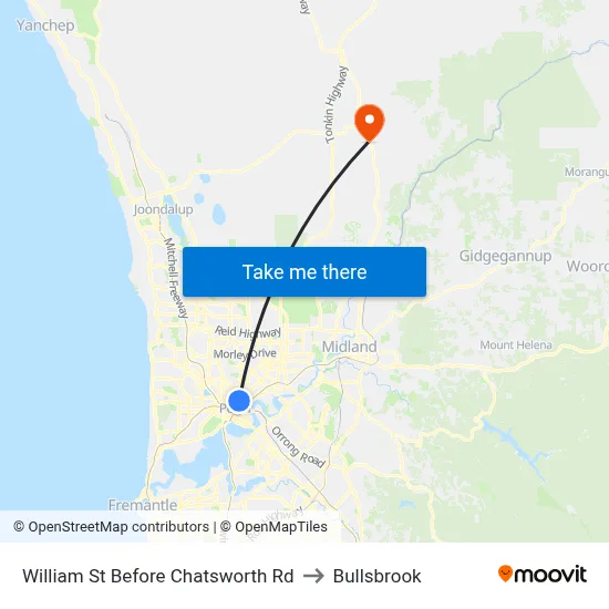 William St Before Chatsworth Rd to Bullsbrook map
