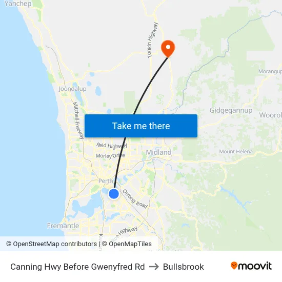 Canning Hwy Before Gwenyfred Rd to Bullsbrook map