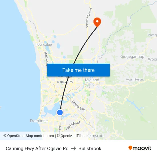 Canning Hwy After Ogilvie Rd to Bullsbrook map