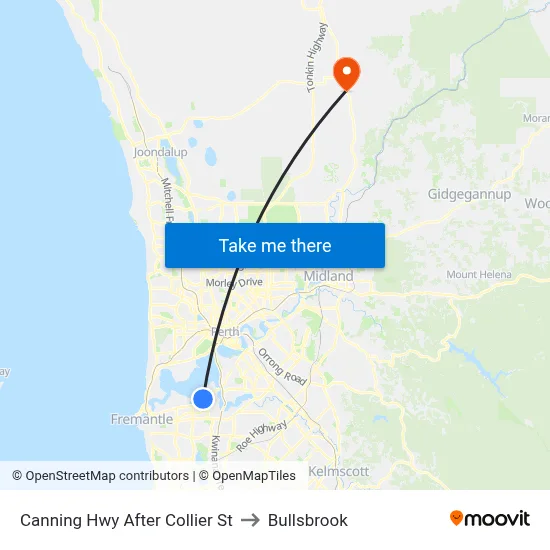 Canning Hwy After Collier St to Bullsbrook map