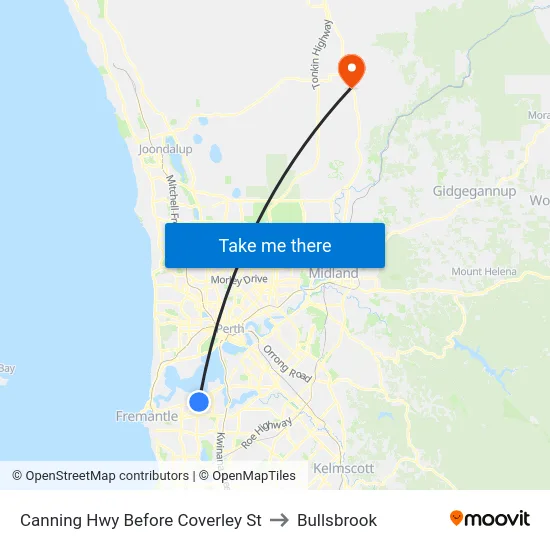 Canning Hwy Before Coverley St to Bullsbrook map