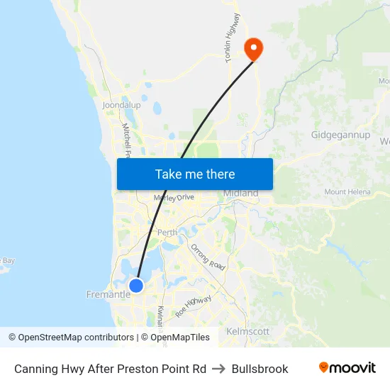 Canning Hwy After Preston Point Rd to Bullsbrook map