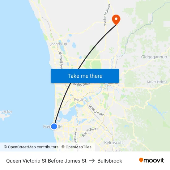 Queen Victoria St Before James St to Bullsbrook map