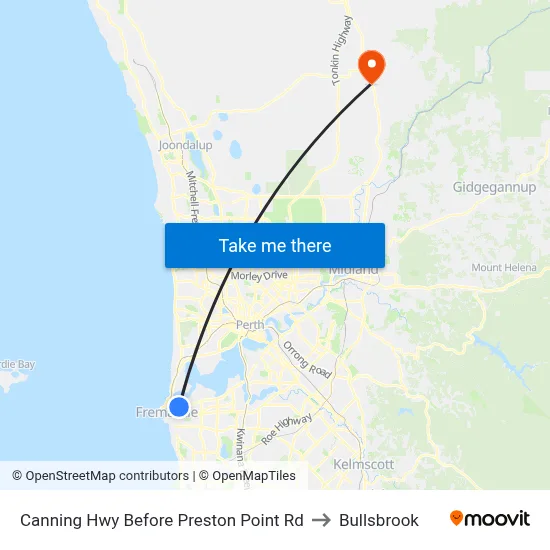 Canning Hwy Before Preston Point Rd to Bullsbrook map