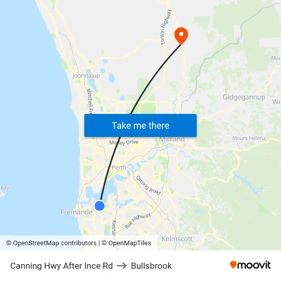 Canning Hwy After Ince Rd to Bullsbrook map