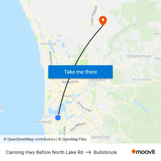 Canning Hwy Before North Lake Rd to Bullsbrook map