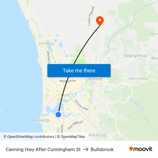 Canning Hwy After Cunningham St to Bullsbrook map
