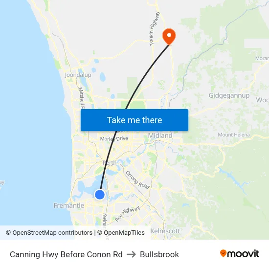 Canning Hwy Before Conon Rd to Bullsbrook map