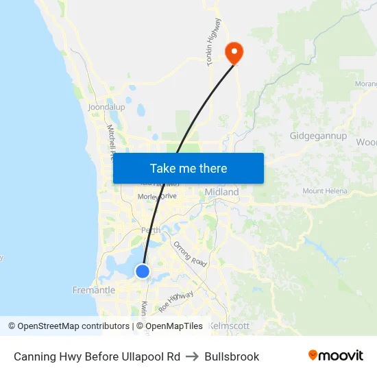 Canning Hwy Before Ullapool Rd to Bullsbrook map