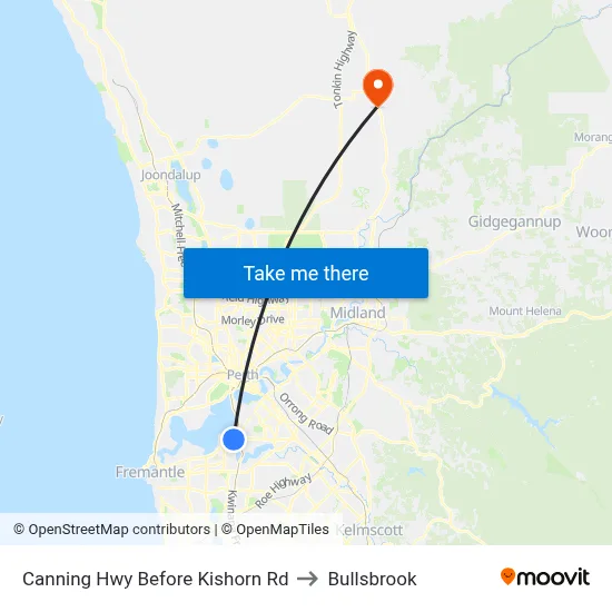 Canning Hwy Before Kishorn Rd to Bullsbrook map