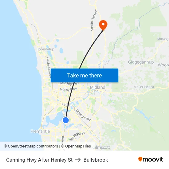 Canning Hwy After Henley St to Bullsbrook map
