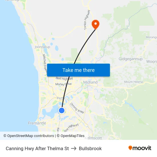 Canning Hwy After Thelma St to Bullsbrook map