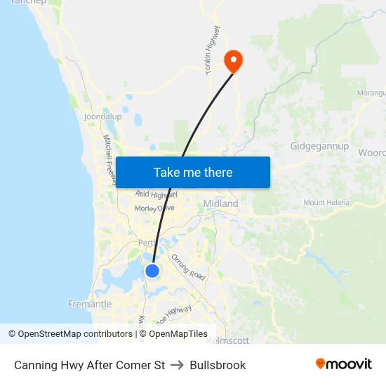 Canning Hwy After Comer St to Bullsbrook map