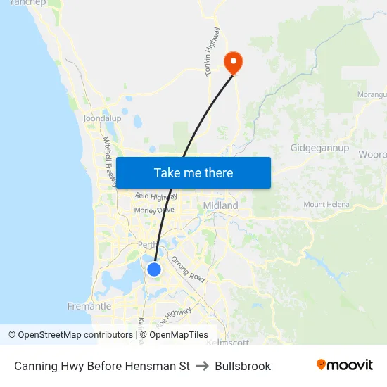 Canning Hwy Before Hensman St to Bullsbrook map