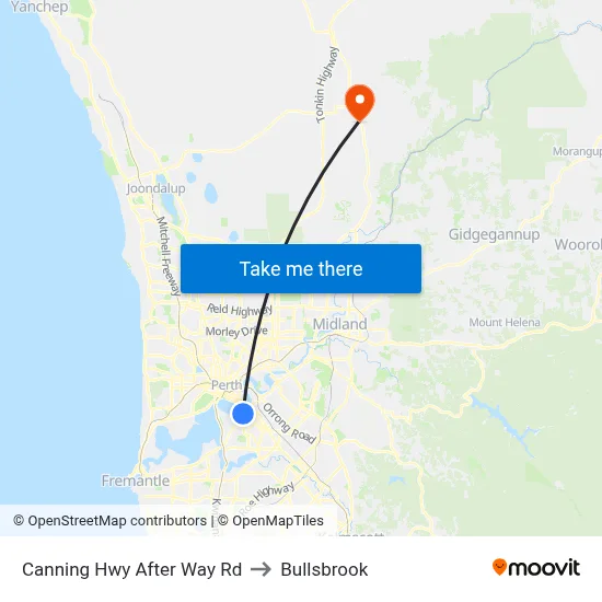 Canning Hwy After Way Rd to Bullsbrook map