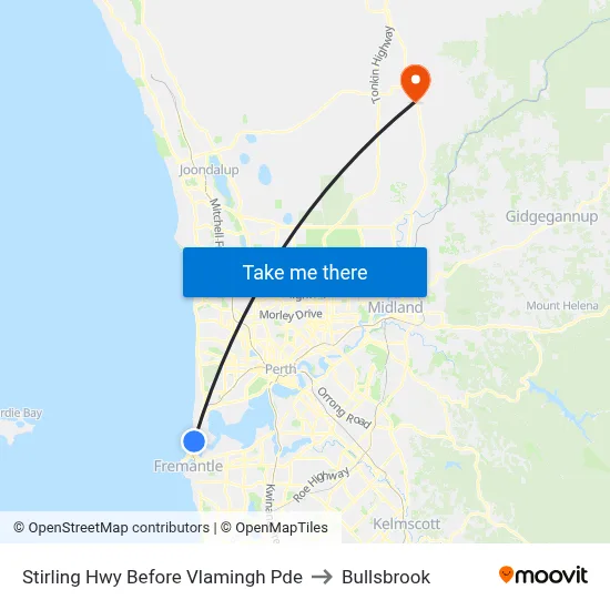 Stirling Hwy Before Vlamingh Pde to Bullsbrook map