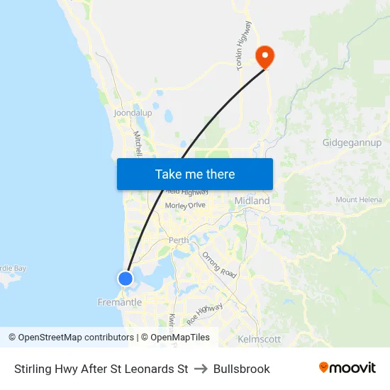 Stirling Hwy After St Leonards St to Bullsbrook map