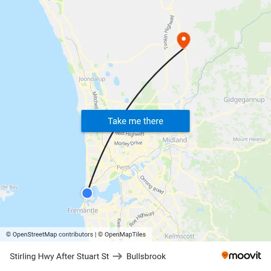 Stirling Hwy After Stuart St to Bullsbrook map