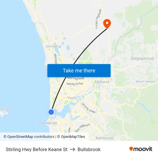 Stirling Hwy Before Keane St to Bullsbrook map