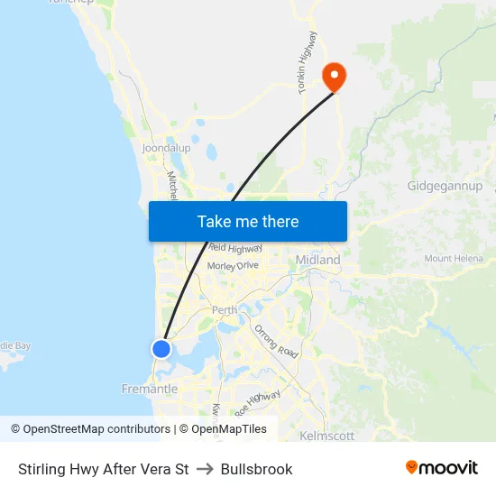 Stirling Hwy After Vera St to Bullsbrook map