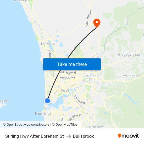 Stirling Hwy After Boreham St to Bullsbrook map