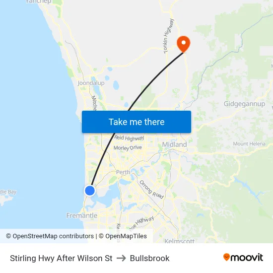 Stirling Hwy After Wilson St to Bullsbrook map