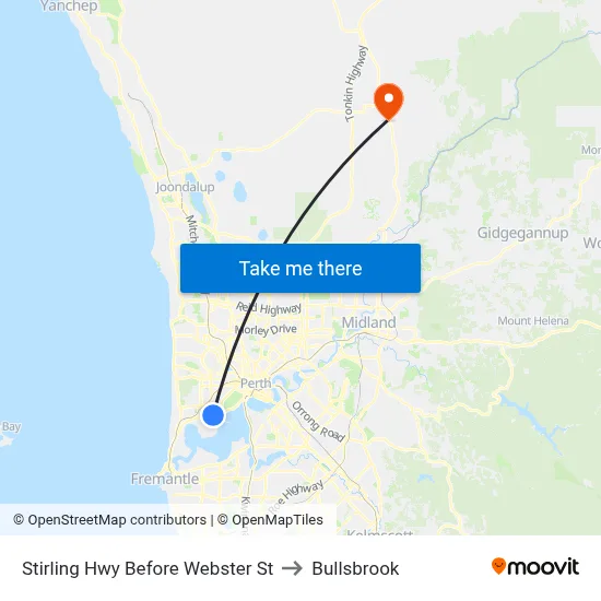 Stirling Hwy Before Webster St to Bullsbrook map