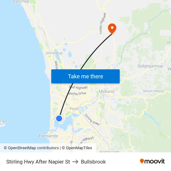 Stirling Hwy After Napier St to Bullsbrook map