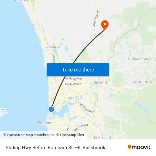 Stirling Hwy Before Boreham St to Bullsbrook map