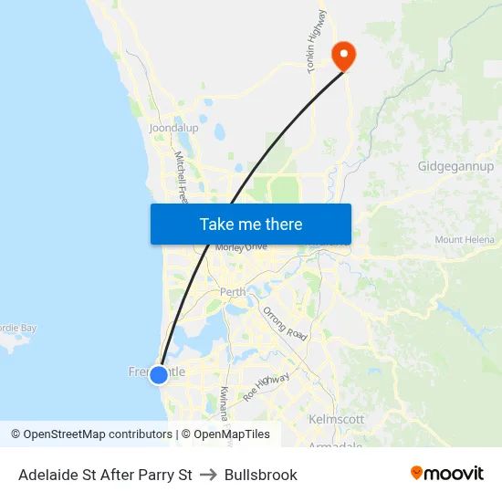 Adelaide St After Parry St to Bullsbrook map