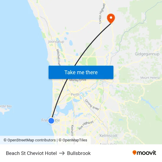 Beach St Cheviot Hotel to Bullsbrook map