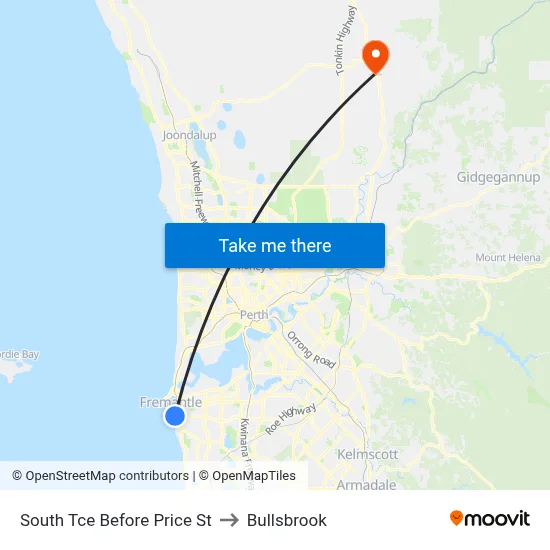 South Tce Before Price St to Bullsbrook map