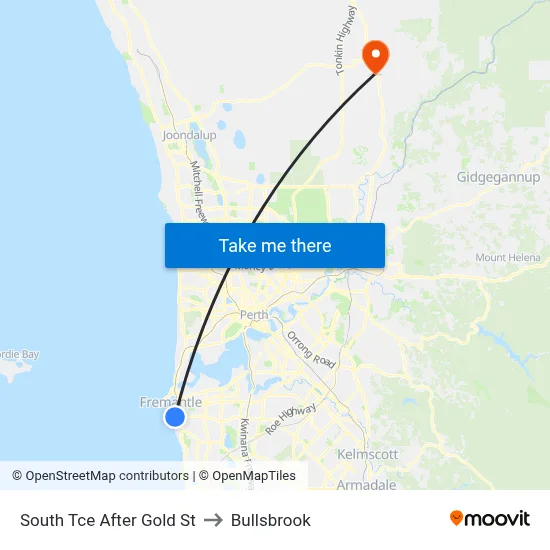 South Tce After Gold St to Bullsbrook map