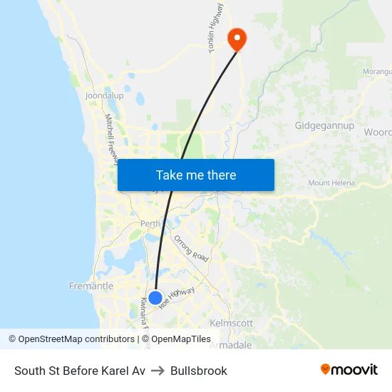 South St Before Karel Av to Bullsbrook map