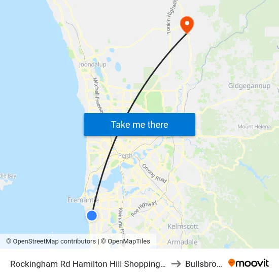 Rockingham Rd Hamilton Hill Shopping Ctr to Bullsbrook map