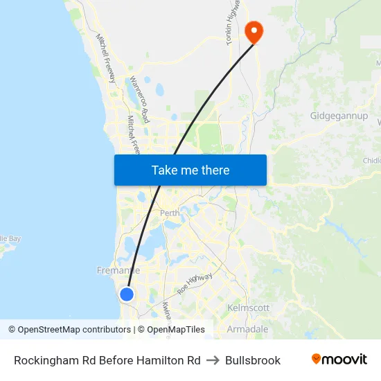 Rockingham Rd Before Hamilton Rd to Bullsbrook map