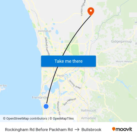 Rockingham Rd Before Packham Rd to Bullsbrook map