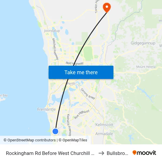 Rockingham Rd Before West Churchill Av to Bullsbrook map
