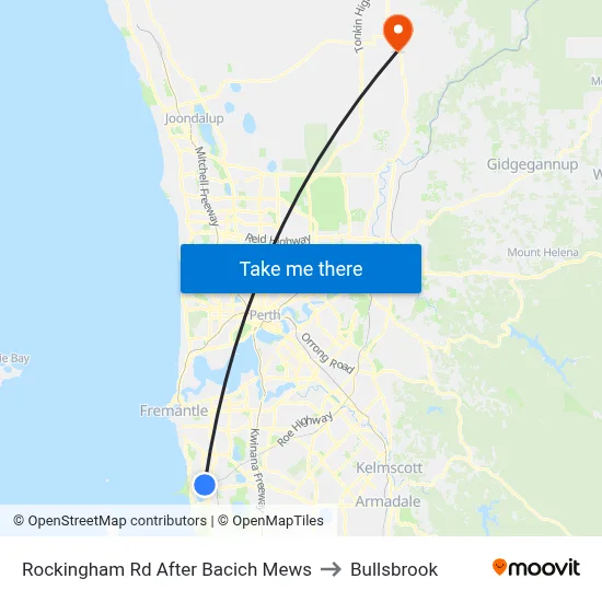 Rockingham Rd After Bacich Mews to Bullsbrook map