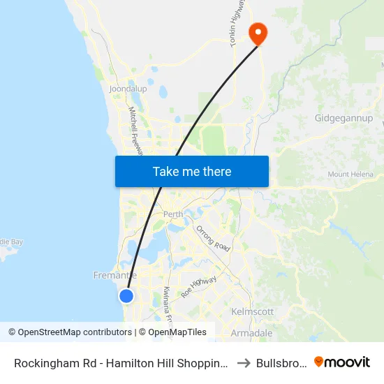 Rockingham Rd - Hamilton Hill Shopping Ctr to Bullsbrook map