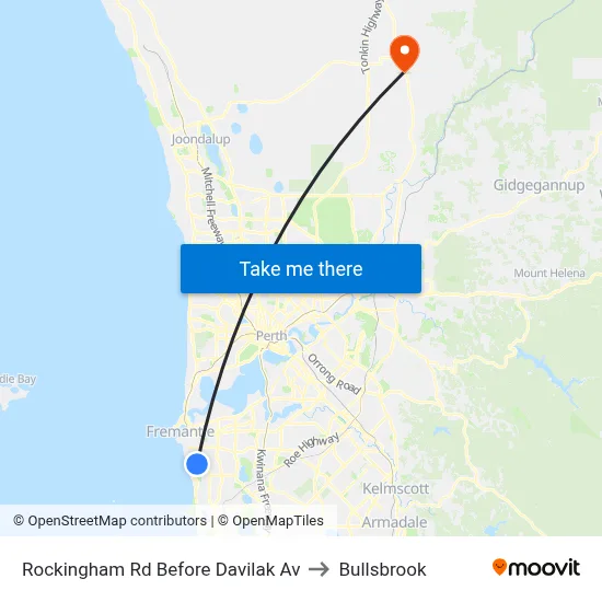 Rockingham Rd Before Davilak Av to Bullsbrook map