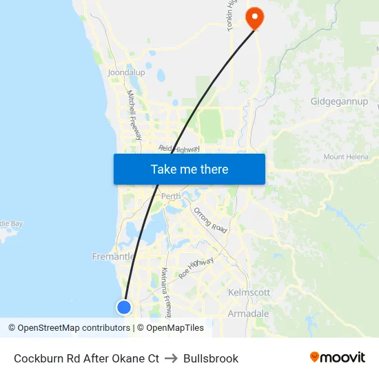 Cockburn Rd After Okane Ct to Bullsbrook map