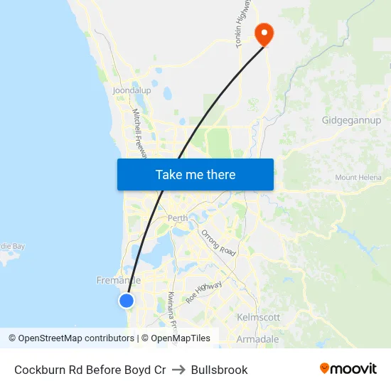 Cockburn Rd Before Boyd Cr to Bullsbrook map