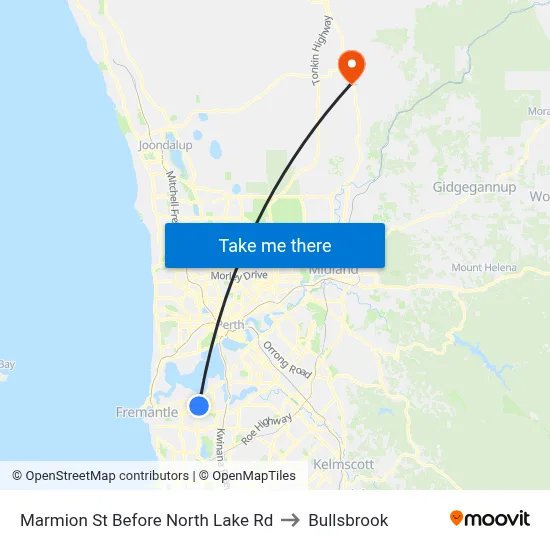 Marmion St Before North Lake Rd to Bullsbrook map