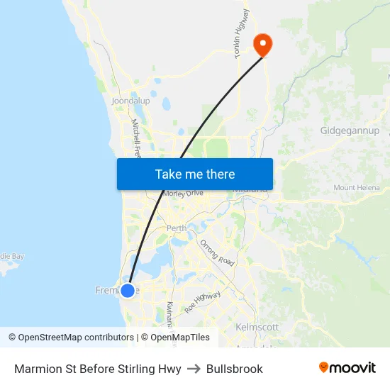 Marmion St Before Stirling Hwy to Bullsbrook map