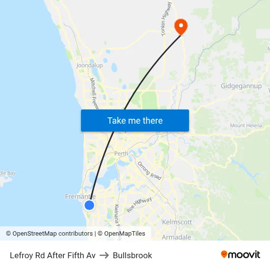Lefroy Rd After Fifth Av to Bullsbrook map